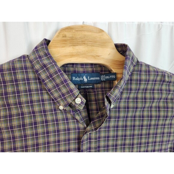 Ralph Lauren Custom Fit Mens 2XL Plaid Long Sleeve Button Down Shirt - Picture 5 of 10